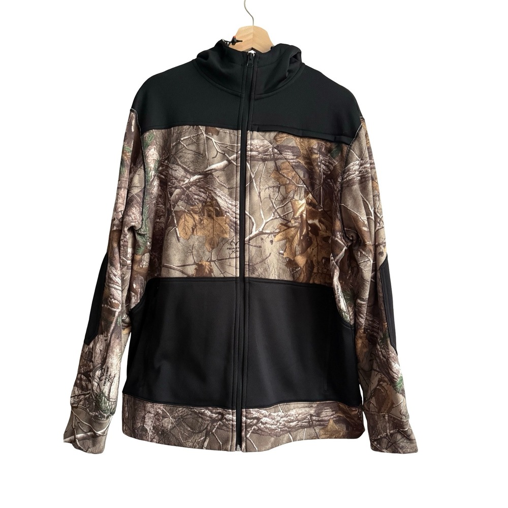 Realtree Xtra Camo Full Zip Hoodie Jacket Mens XL Black Camouflage Hunting